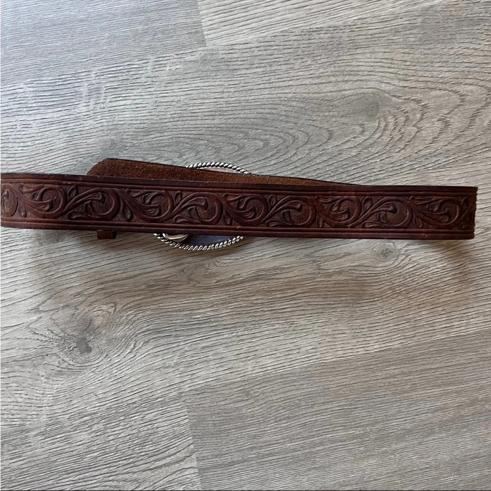 Justin Child’s Tropy Heart Leather Tooled Belt with Buckle (SM)